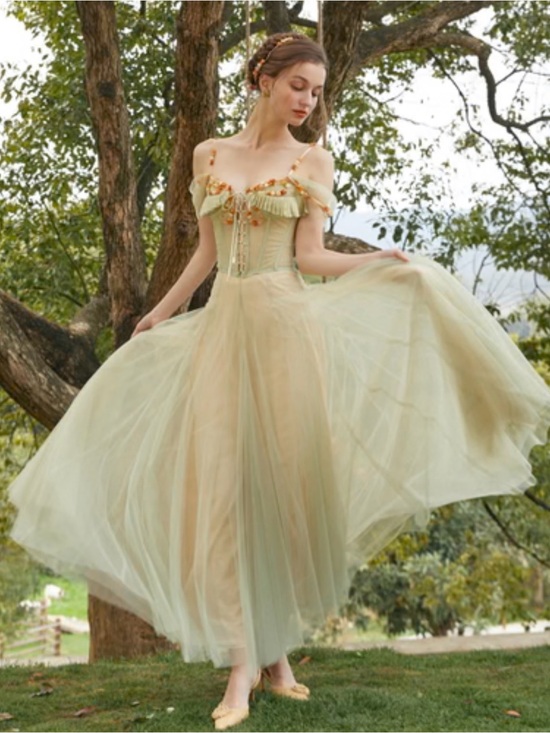 Lacemade Other - Lacemade Fairy Wildflower Green Floral Corset and Tulle Skirt Women's Size L New